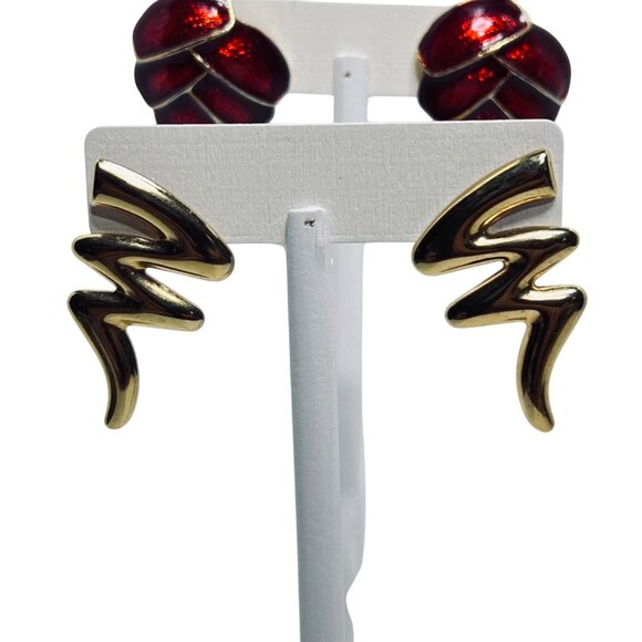 Lot Of 6 Gold Tone Pierced Earrings In Mixed Styles (5860) - Picture 6 of 9